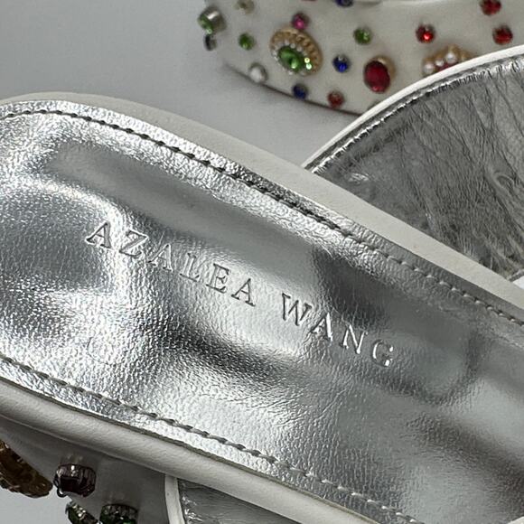 AZALEA WANG Breeze Embellished Sandal in White Jewel Rhinestone Sz 10 - Picture 7 of 9
